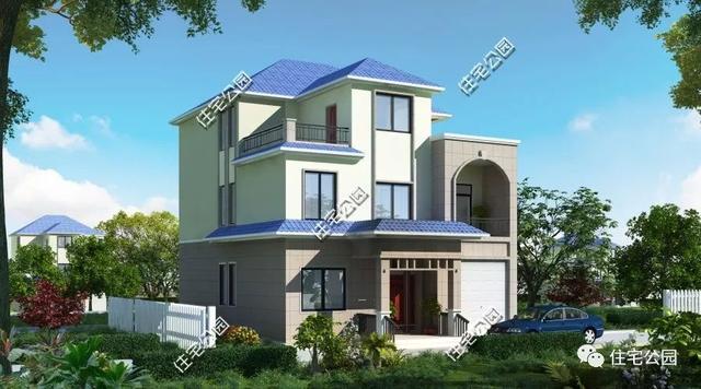 3款帶車庫的兩層半小別墅設(shè)計圖，造價30萬左右