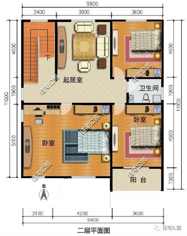 3款帶車庫的兩層半小別墅設(shè)計圖，造價30萬左右