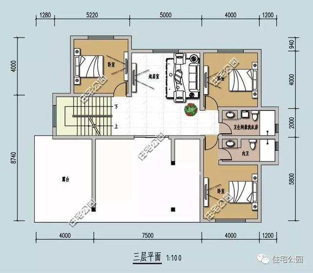 3款帶車庫的兩層半小別墅設(shè)計圖，造價30萬左右