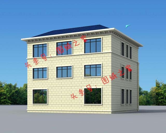 新農村復式三層樓房設計圖，旋轉樓梯