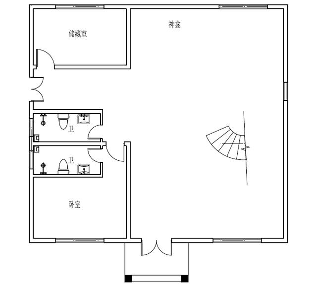 新農村復式三層樓房設計圖，旋轉樓梯