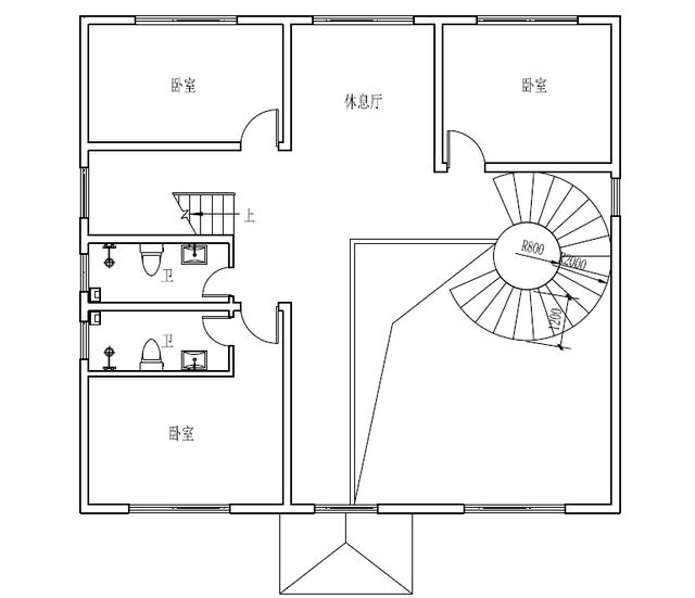 新農村復式三層樓房設計圖，旋轉樓梯