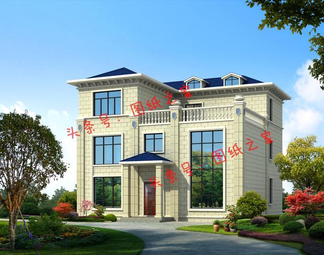 新農村復式三層樓房設計圖，旋轉樓梯