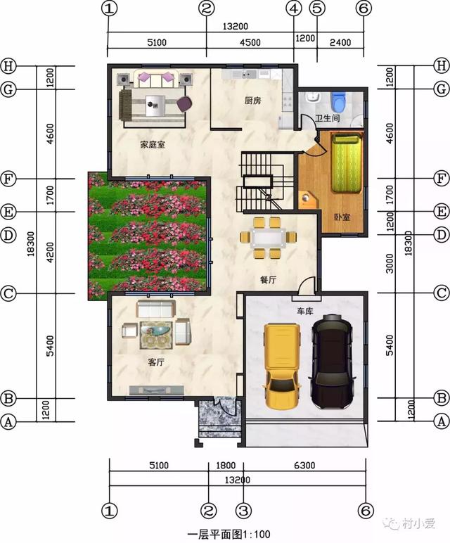 13×18m歐式二層小別墅設(shè)計圖，凹形布局有致