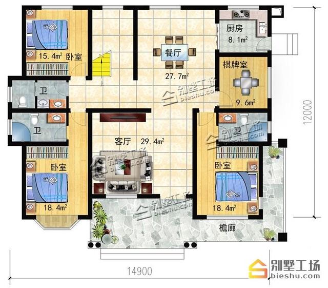 10個臥室二層別墅設(shè)計，大家庭也住得下