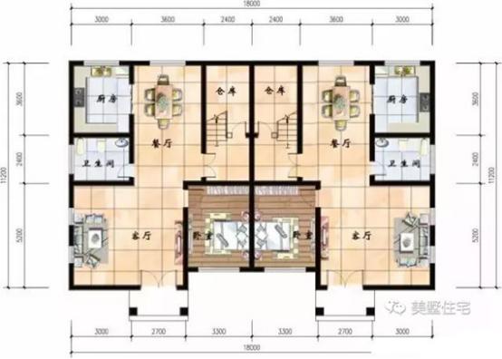 3款兩層雙拼小別墅戶型圖，兄弟建房首選雙拼