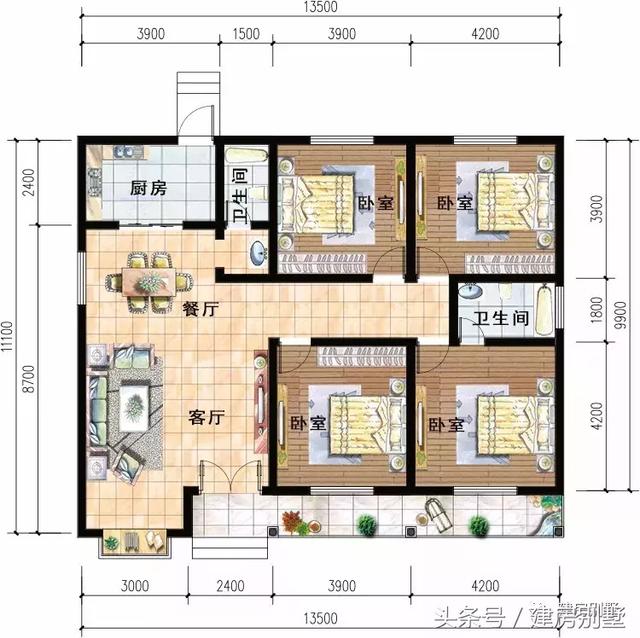 4款經(jīng)典漂亮的一層別墅戶型圖，建起來太漂亮了