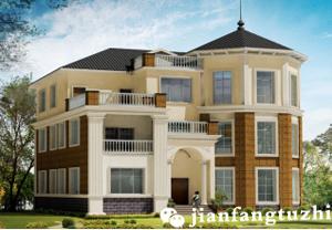 14x14米三層獨(dú)棟農(nóng)村歐式別墅設(shè)計(jì)方案，附建好的照片