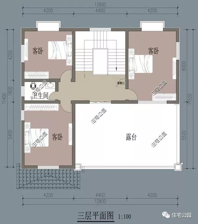 12X11米農(nóng)村3層房屋設(shè)計(jì)圖，2中戶型布局，看看建哪個(gè)