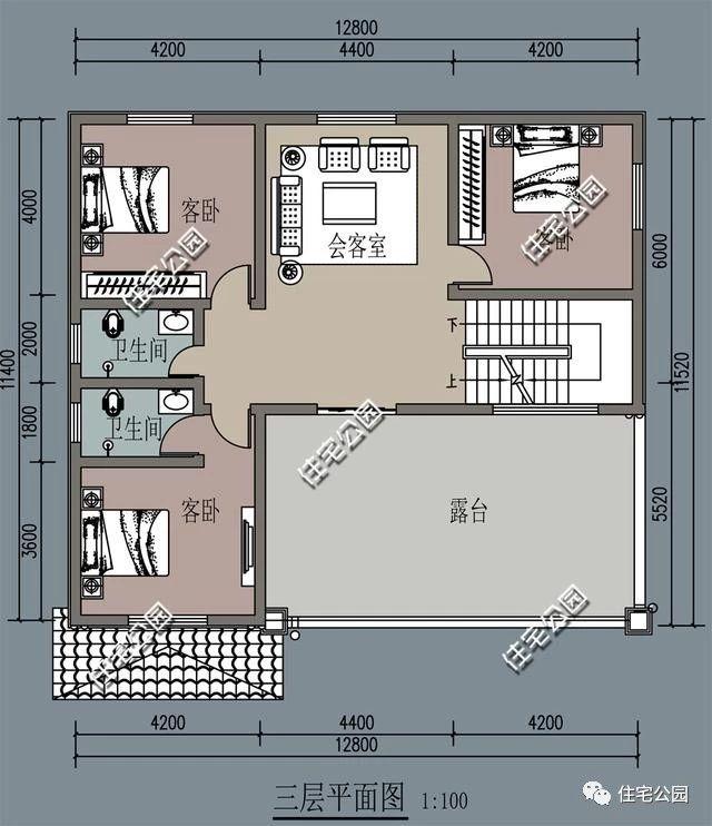 12X11米農(nóng)村3層房屋設(shè)計(jì)圖，2中戶型布局，看看建哪個(gè)