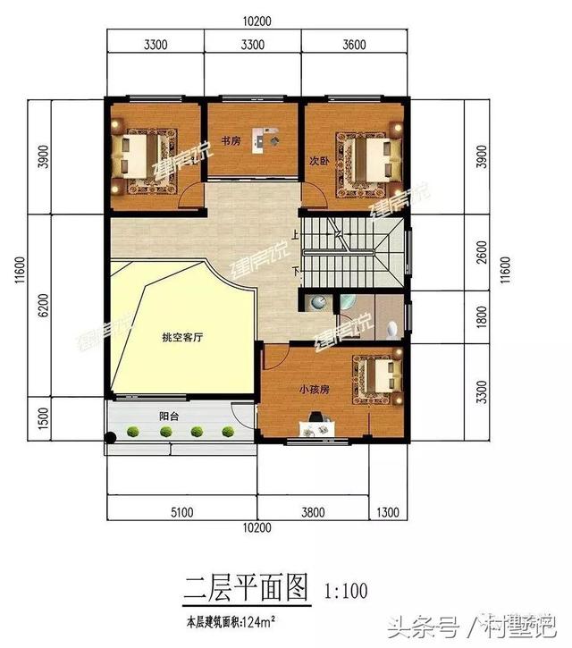 平頂帶挑空客廳三層別墅設(shè)計(jì)圖，110平宅基地首選