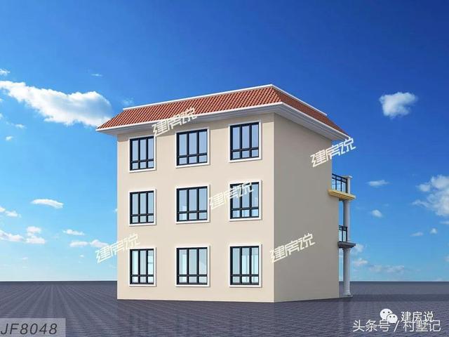 平頂帶挑空客廳三層別墅設(shè)計(jì)圖，110平宅基地首選