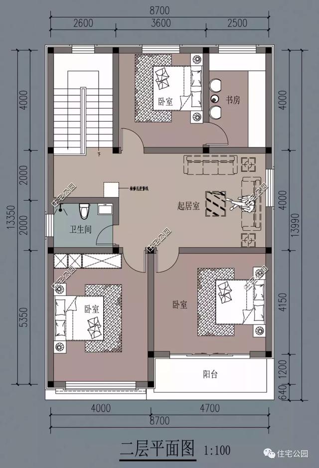 8米開間自建二層小住宅設(shè)計(jì)圖，麻雀雖小，五臟俱全