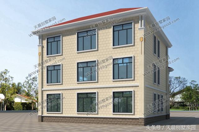 12X13米農(nóng)村三層豪宅別墅方案圖，外觀真大氣