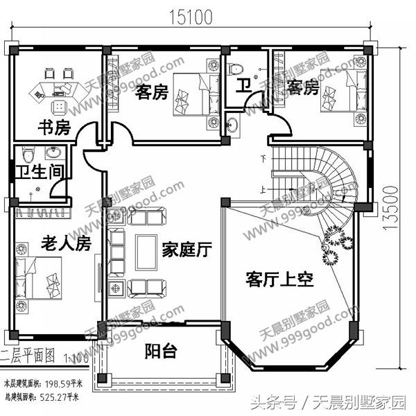 15*13米三層自建別墅方案圖，看起來高端、上檔次