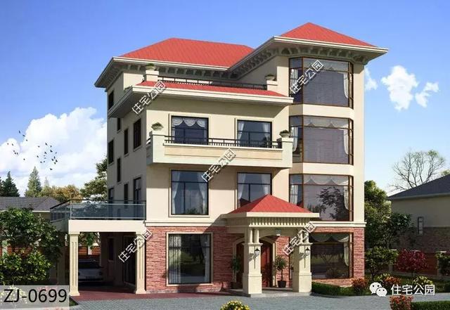 帶電梯的農(nóng)村4層別墅設(shè)計方案圖，高品質(zhì)豪華就選這套