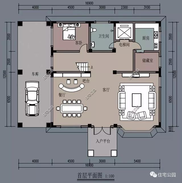 帶電梯的農(nóng)村4層別墅設(shè)計方案圖，高品質(zhì)豪華就選這套