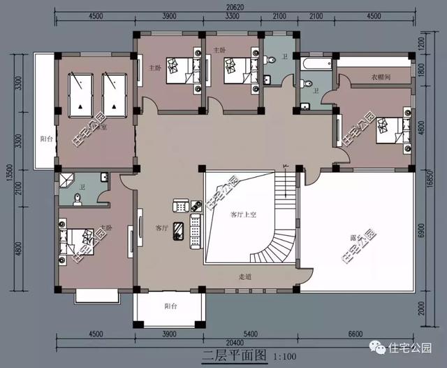 20X16米農(nóng)村二層別墅設(shè)計戶型圖，高端大氣，功能齊全