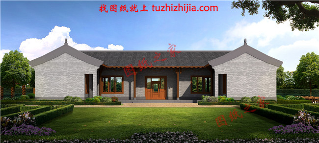 一層三合院自建房屋圖紙，外觀不僅古樸洋氣，而且戶型實(shí)用