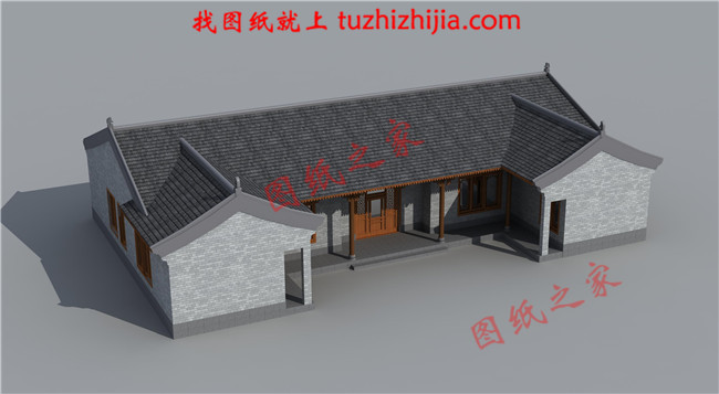 一層三合院自建房屋圖紙，外觀不僅古樸洋氣，而且戶型實(shí)用