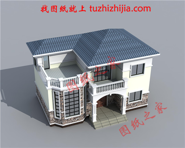 經(jīng)典二層100平米左右新農(nóng)村房屋設(shè)計(jì)圖紙及效果圖，客廳中空，造價(jià)20萬