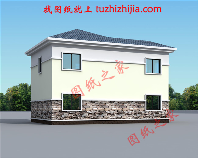 經(jīng)典二層100平米左右新農(nóng)村房屋設(shè)計(jì)圖紙及效果圖，客廳中空，造價(jià)20萬