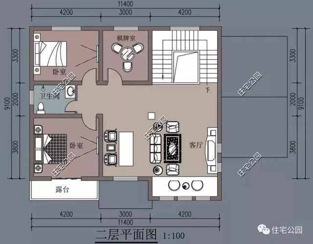 15X11米2層農(nóng)村小洋樓設(shè)計(jì)方案圖，漂亮、洋氣