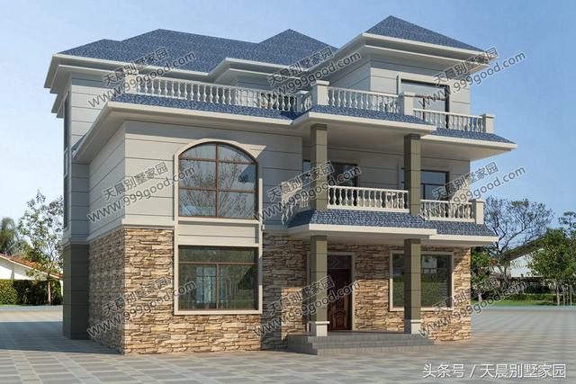 40萬帶大露臺的三層別墅設(shè)計(jì)圖，漂亮、高端