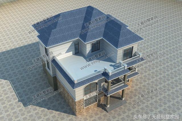 40萬帶大露臺的三層別墅設(shè)計(jì)圖，漂亮、高端