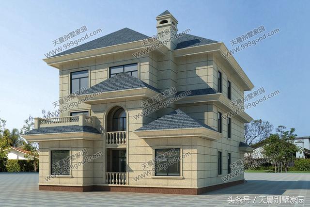 40萬帶大露臺的三層別墅設(shè)計(jì)圖，漂亮、高端