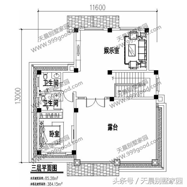 40萬帶大露臺的三層別墅設(shè)計(jì)圖，漂亮、高端