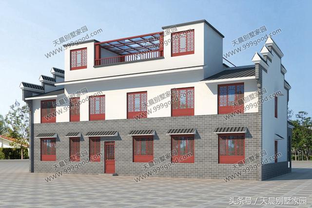 20X11米中式徽派2層別墅設(shè)計(jì)圖，喜歡徽派建筑的過來看看