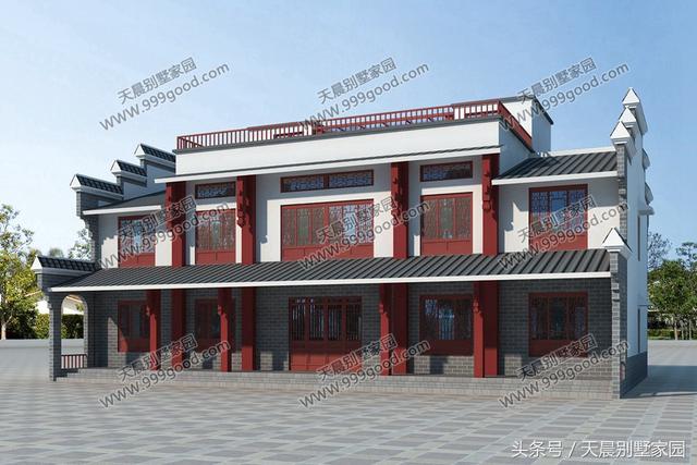 20X11米中式徽派2層別墅設(shè)計(jì)圖，喜歡徽派建筑的過來看看