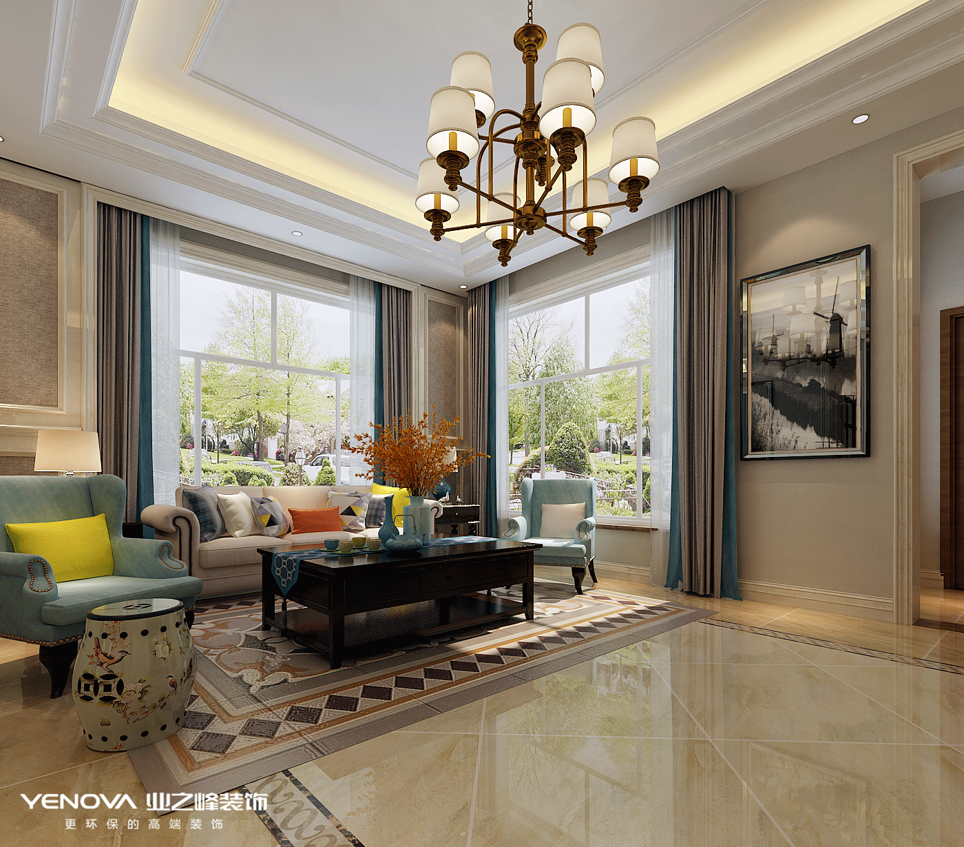 碧桂園別墅設計美式風格裝修效果圖，高端、大氣