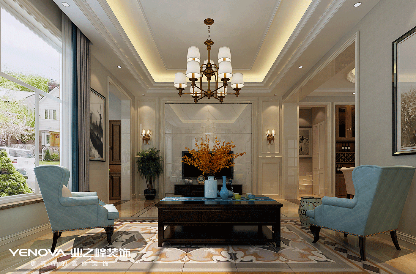 碧桂園別墅設計美式風格裝修效果圖，高端、大氣