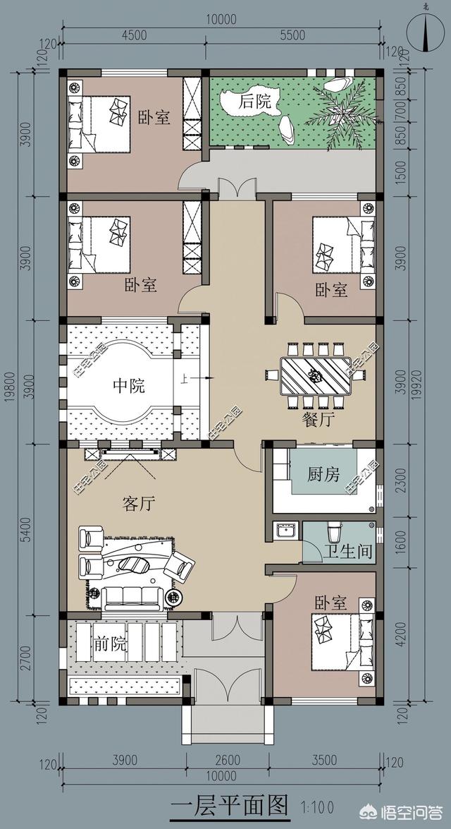 10X25米的帶庭院自建中式合院設(shè)計方案如何做？