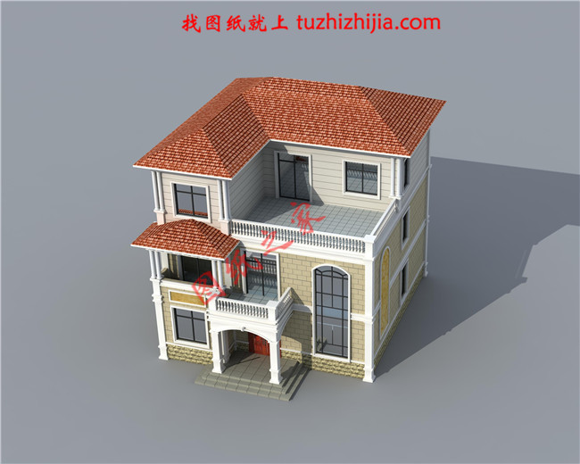 歐式大氣三層小別墅設(shè)計(jì)圖紙，外觀、造型大方，色彩明快