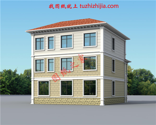 歐式大氣三層小別墅設(shè)計(jì)圖紙，外觀、造型大方，色彩明快