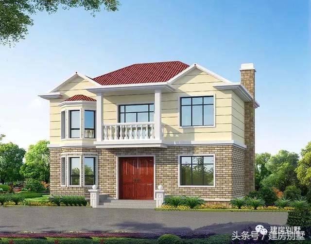 簡單二層帶飄窗的農(nóng)村小樓圖，實用、造價低