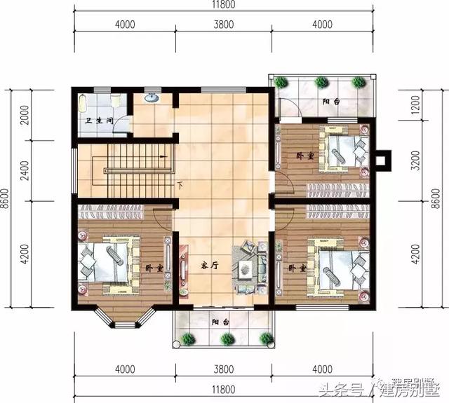 簡單二層帶飄窗的農(nóng)村小樓圖，實用、造價低