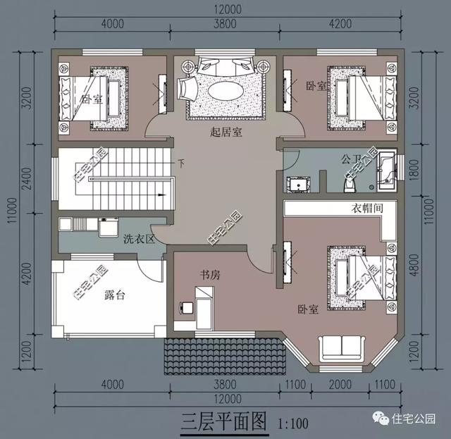 13X11米農(nóng)村3層別墅設(shè)計方案，現(xiàn)代結(jié)合歐式，好看