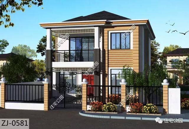 8米面寬自建農(nóng)村2層樓房設(shè)計圖，現(xiàn)代風(fēng)格