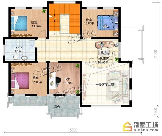挑空客廳有檔次30萬自建農村三層樓房設計圖