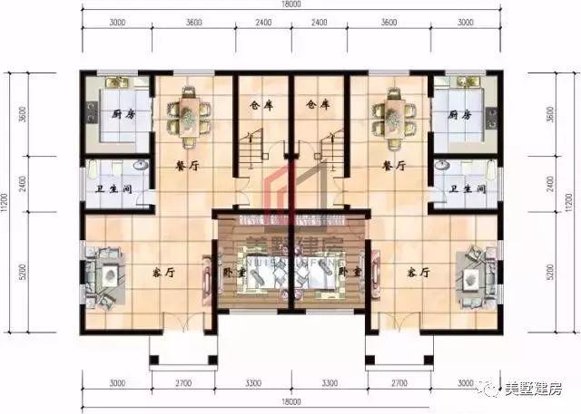 3套農(nóng)村雙拼樓房設(shè)計(jì)圖，哥倆好住雙拼