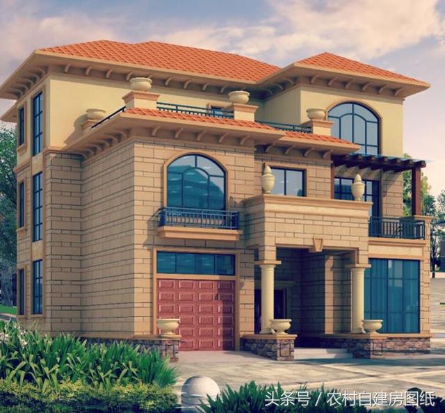 13X12米歐式豪華農(nóng)村樓房方案圖，很受歡迎