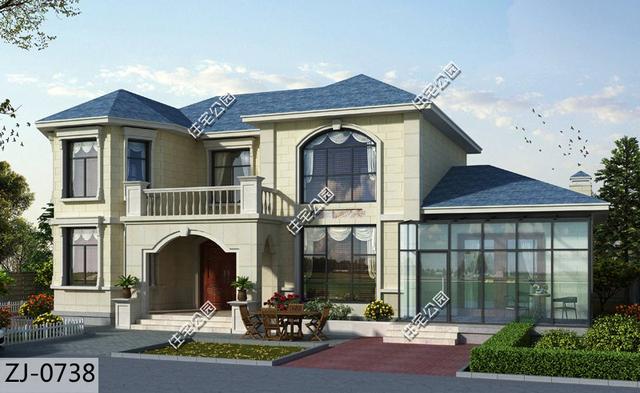 19X11米二層農(nóng)村別墅設(shè)計圖，帶陽光房