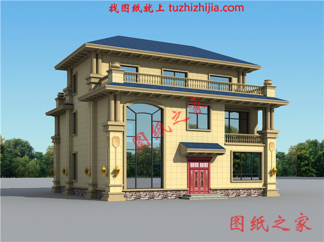 三間三層房子設(shè)計(jì)圖，高端三層樓房設(shè)計(jì)圖，三層兩個(gè)大露臺(tái)