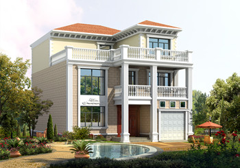 新農(nóng)村三層樓房設(shè)計圖，占地90平米，帶車庫，帶大露臺