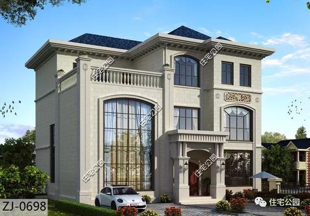 15X13米3層歐式挑空客廳別墅設計方案，顏值高