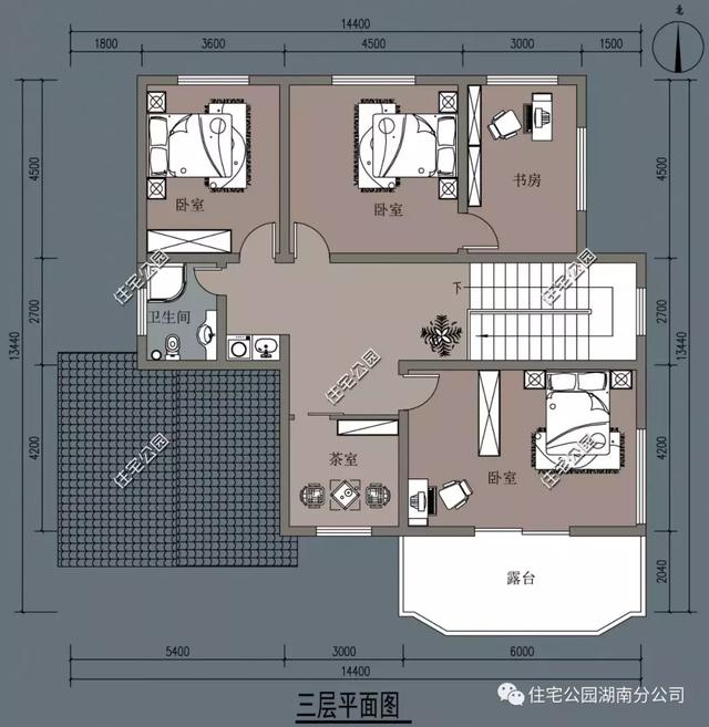 14.4X15.5米農(nóng)村三層別墅設(shè)計(jì)圖，好看又實(shí)用